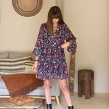 ROBE FLEURIE NOIR ET PRUNE COLINE - La Petite Somptueuse