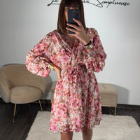 ROBE FLEURIE ROSE ANDREA - La Petite Somptueuse