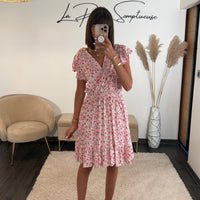 ROBE FLEURIE ROSE MAYA - La Petite Somptueuse