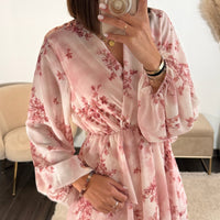 ROBE FLEURIE ROSE SELIA - La Petite Somptueuse