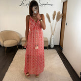 ROBE FLEURIE ROUGE ELANA - La Petite Somptueuse