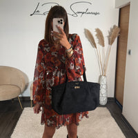 ROBE FLEURIE TERRACOTTA AMBER - La Petite Somptueuse