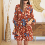 ROBE FLEURIE TERRACOTTA LAURA - La Petite Somptueuse