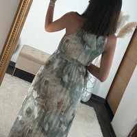 ROBE FLEURIE VERT DAHLIA - La Petite Somptueuse