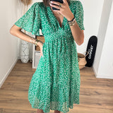 ROBE FLEURIE VERTE JANY - La Petite Somptueuse