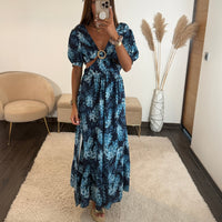 ROBE FLOWERS BLEU LILY - La Petite Somptueuse
