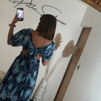 ROBE FLOWERS BLEU LILY - La Petite Somptueuse