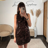 ROBE FLOWERS CHOCO - La Petite Somptueuse