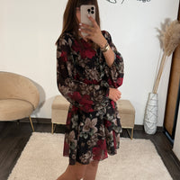 ROBE FLOWERS NOIRE KELLY - La Petite Somptueuse
