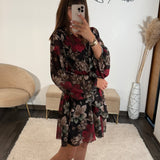 ROBE FLOWERS NOIRE KELLY - La Petite Somptueuse