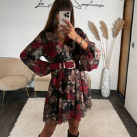 ROBE FLOWERS NOIRE KELLY - La Petite Somptueuse