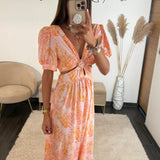 ROBE FLOWERS PECHE LILY - La Petite Somptueuse