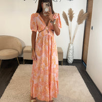 ROBE FLOWERS PECHE LILY - La Petite Somptueuse