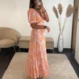ROBE FLOWERS PECHE LILY - La Petite Somptueuse