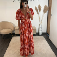 ROBE FLOWERS TERRACOTTA LILY - La Petite Somptueuse