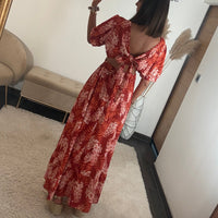 ROBE FLOWERS TERRACOTTA LILY - La Petite Somptueuse