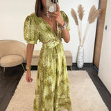 ROBE FLOWERS VERT LILY - La Petite Somptueuse