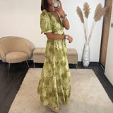 ROBE FLOWERS VERT LILY - La Petite Somptueuse