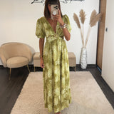 ROBE FLOWERS VERT LILY - La Petite Somptueuse