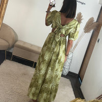 ROBE FLOWERS VERT LILY - La Petite Somptueuse