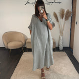 ROBE GAZE COTON RAYEE KAKI GAELLE - La Petite Somptueuse
