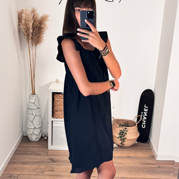 ROBE GAZE DE COTON NOIRE GIULIA - La Petite Somptueuse