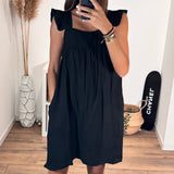 ROBE GAZE DE COTON NOIRE GIULIA - La Petite Somptueuse