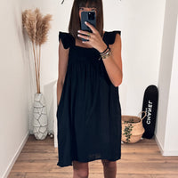 ROBE GAZE DE COTON NOIRE GIULIA - La Petite Somptueuse