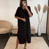 ROBE GAZE DE COTON NOIRE JULIE - La Petite Somptueuse