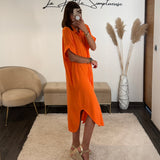 ROBE GAZE DE COTON ORANGE JULIE - La Petite Somptueuse
