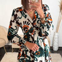 ROBE IMPRIMEE VERT SAPIN AURIANE - La Petite Somptueuse