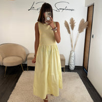 ROBE JAUNE RAYE JESSY - La Petite Somptueuse