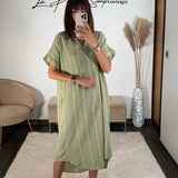 ROBE KAKI LIN EZIA - La Petite Somptueuse