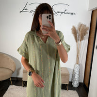 ROBE KAKI LIN EZIA - La Petite Somptueuse