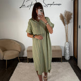 ROBE KAKI LIN EZIA - La Petite Somptueuse