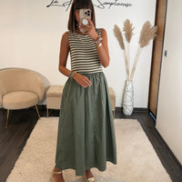 ROBE KAKI RAYE JESSY - La Petite Somptueuse