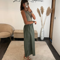 ROBE KAKI RAYE JESSY - La Petite Somptueuse
