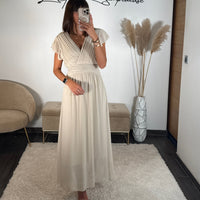 ROBE LONGUE BEIGE CHARLIE - La Petite Somptueuse