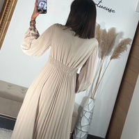 ROBE LONGUE BEIGE MAEVA - La Petite Somptueuse