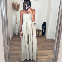 ROBE LONGUE BEIGE SOLIA - La Petite Somptueuse