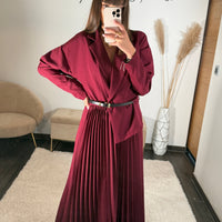 ROBE LONGUE BLAZER BORDEAUX SHERA - La Petite Somptueuse