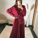 ROBE LONGUE BLAZER BORDEAUX SHERA - La Petite Somptueuse