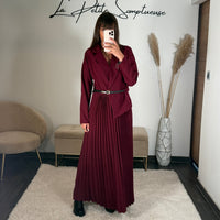 ROBE LONGUE BLAZER BORDEAUX SHERA - La Petite Somptueuse