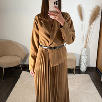 ROBE LONGUE BLAZER CAMEL SHERA - La Petite Somptueuse