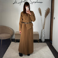 ROBE LONGUE BLAZER CAMEL SHERA - La Petite Somptueuse