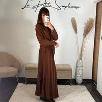 ROBE LONGUE BLAZER MARRON SHERA - La Petite Somptueuse