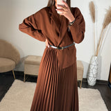 ROBE LONGUE BLAZER MARRON SHERA - La Petite Somptueuse