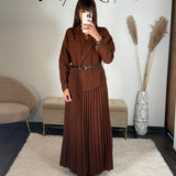 ROBE LONGUE BLAZER MARRON SHERA - La Petite Somptueuse