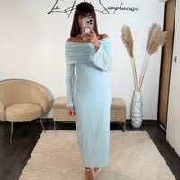 ROBE LONGUE BLEU CIEL ALBA - La Petite Somptueuse