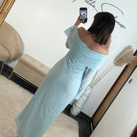 ROBE LONGUE BLEU CIEL ALBA - La Petite Somptueuse